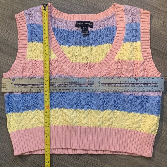 URBAN PLANET V-neck Sweater Vest, NWOT, Cropped, Pastel, 50%Cotton, Small - Picture 7 of 7